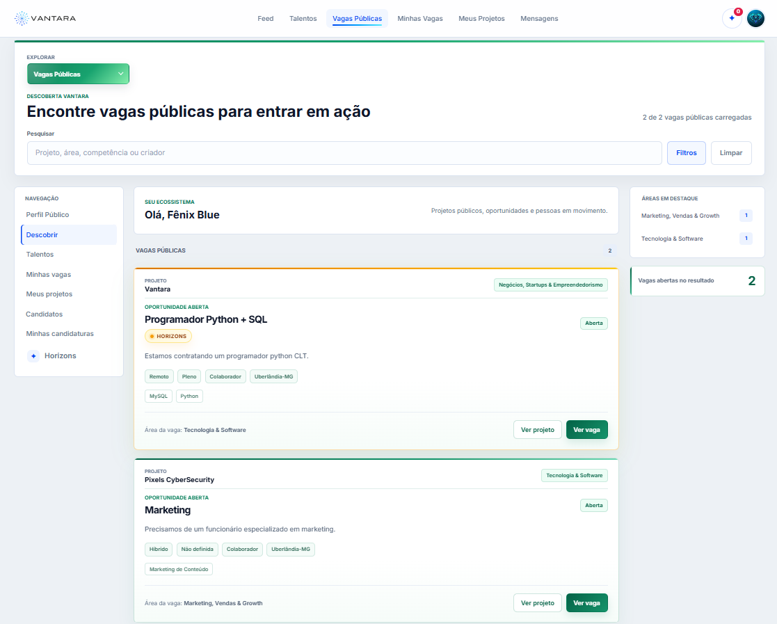 Página de vagas públicas