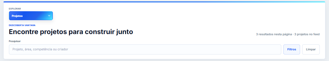 Área de busca do feed