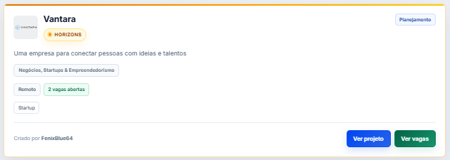 Card de projeto no feed